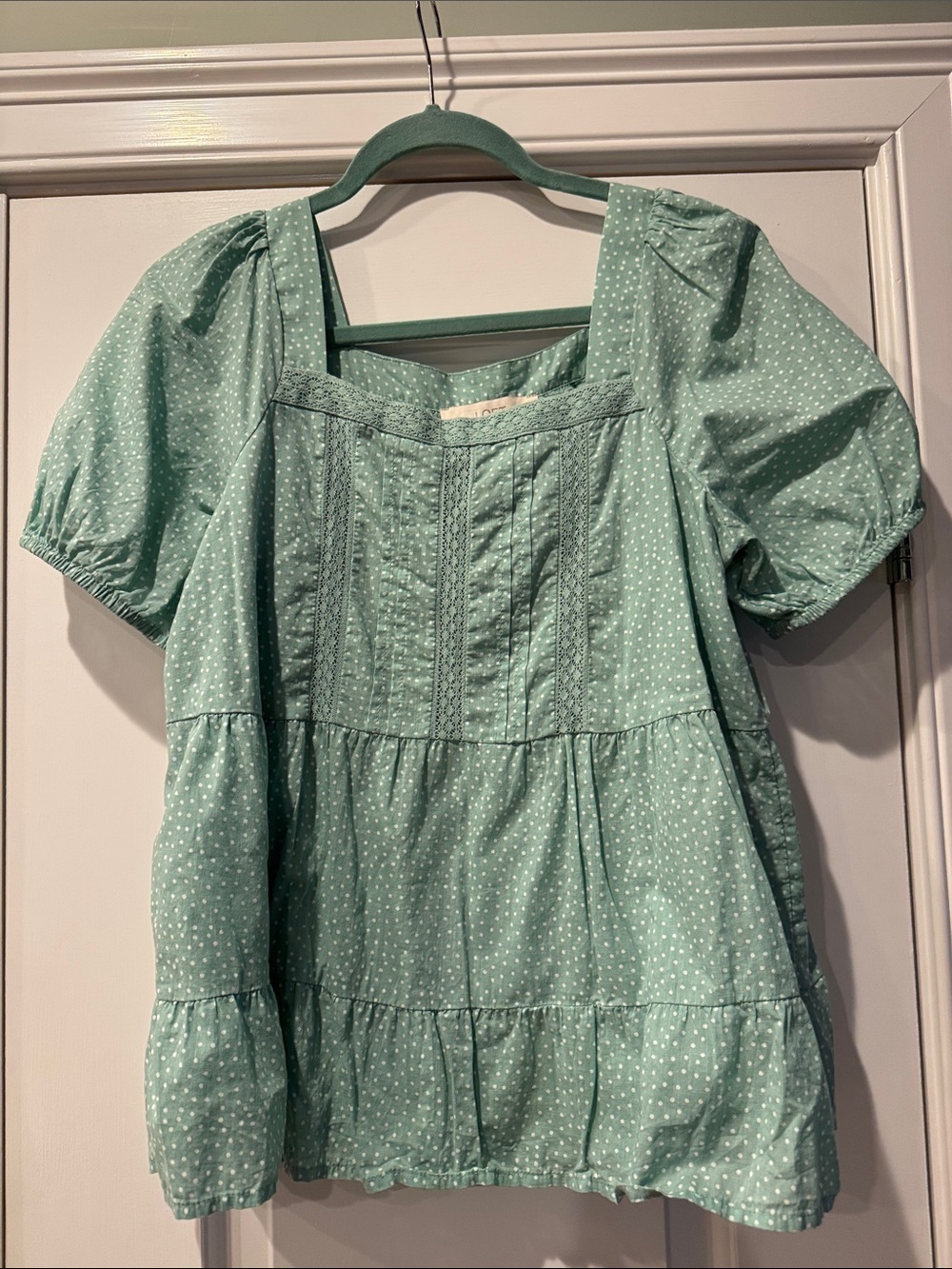 loft green polka dot dress | Tops | Loft Mint Tiered 1920